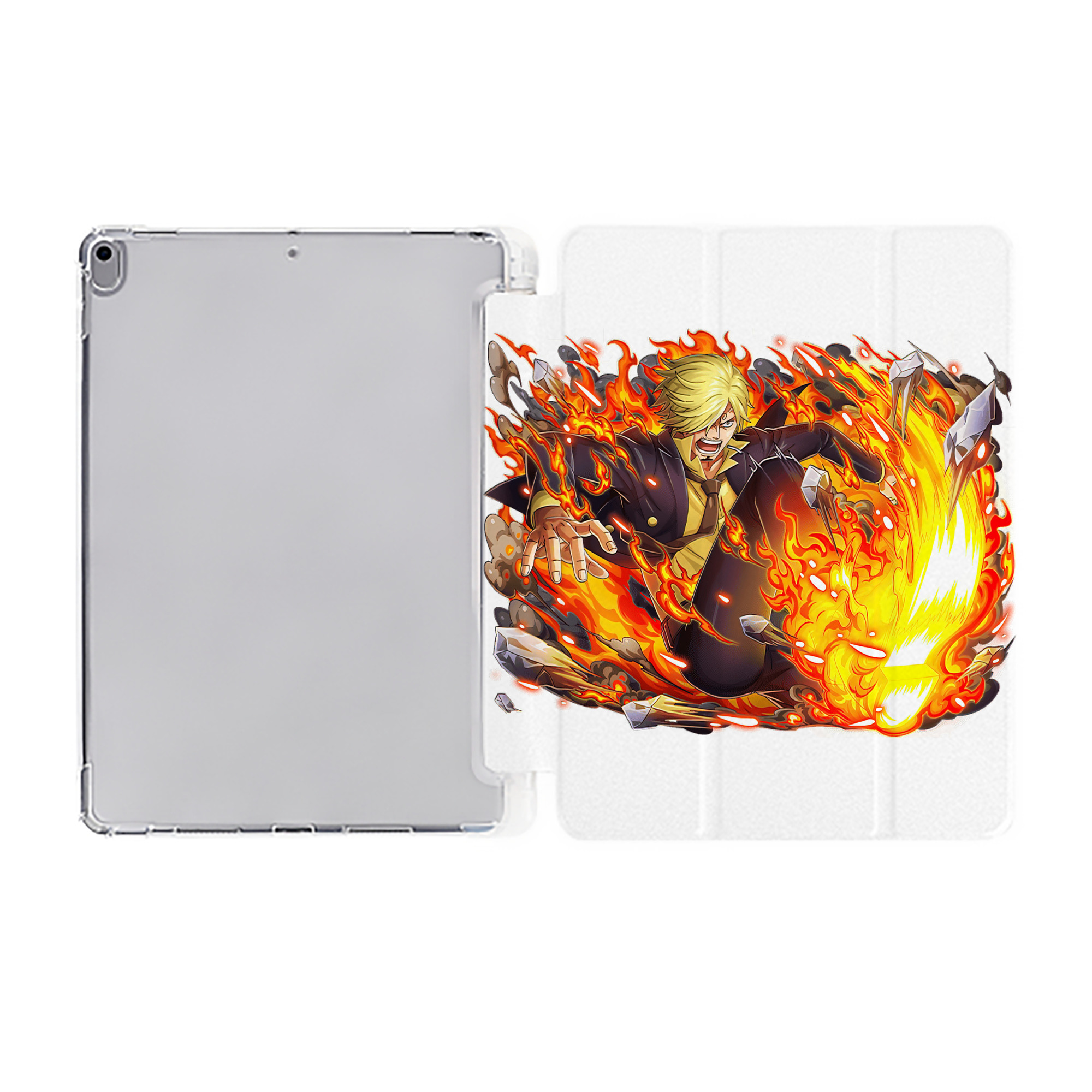 （画像用） ワンピース サンジ ONE PIECE Sanji IPad ケース ペン収納付き 三つ折りスタンド PUレザー×シリコン 対応機種9.5/10.5/10.9インチ